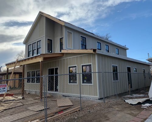 ArcWest-Architects-N-ParkHill-Modern-Farmhouse- process - exterior siding and windows install complete